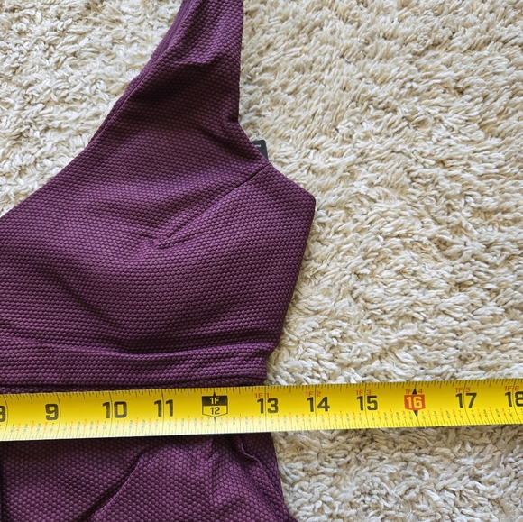 Spanx Pique Longline Flounce Bikini Top Womens M Mulberry - Picture 8 of 8